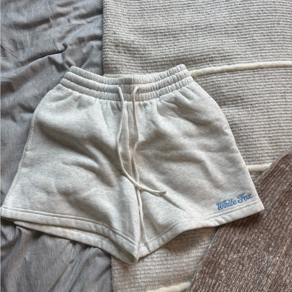 white fox sweat shorts
